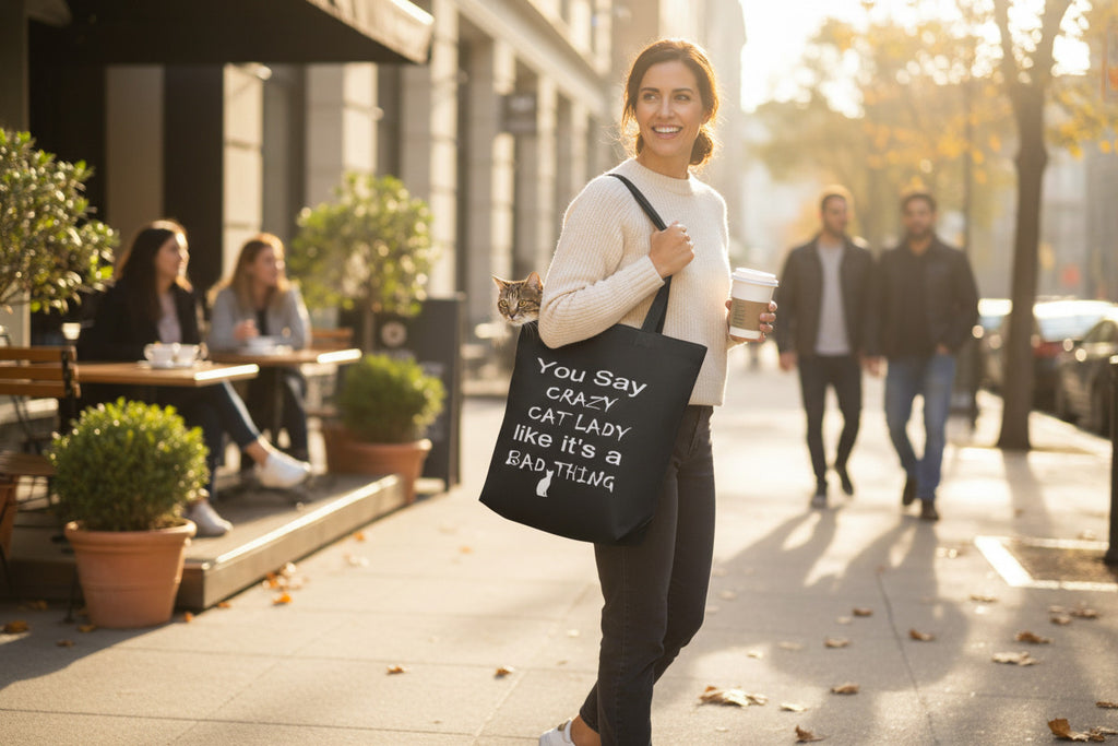 You Say Crazy Cat Lady Like It's a Bad Thing – Black Cotton Tote Bag