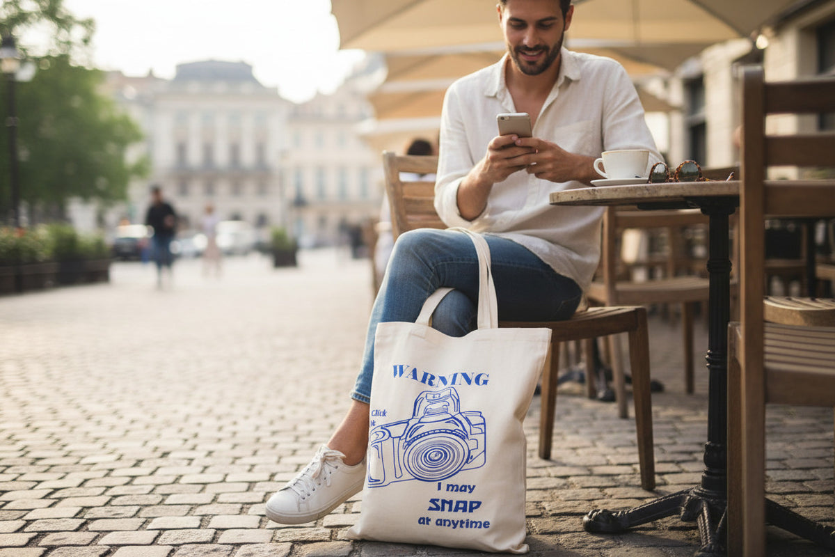 Warning I May Snap at Anytime – Funny Photographer Cotton Tote Bag