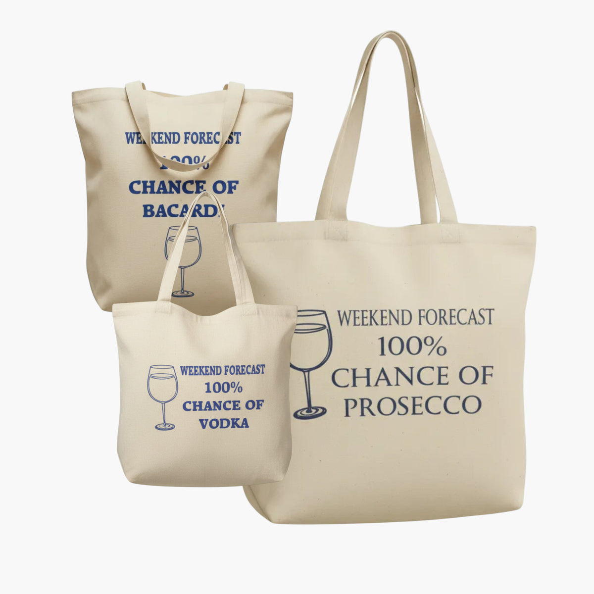 Custom Tote Bag Weekend Forecast Drinking Gift Cotton Shopper Vodka wine