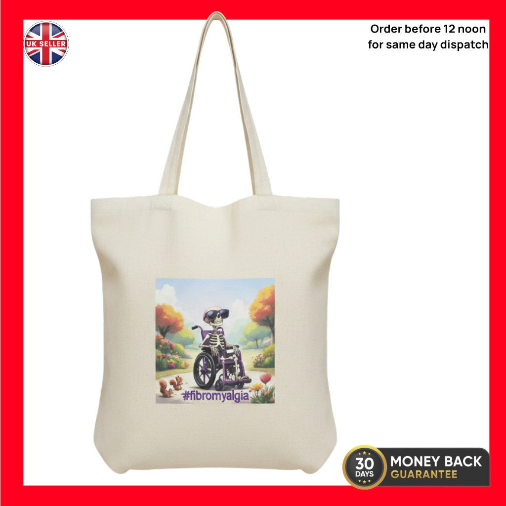 Fibromyalgia Wheelchair Skeleton Double Handle Tote Bag – Disability Awareness Gift