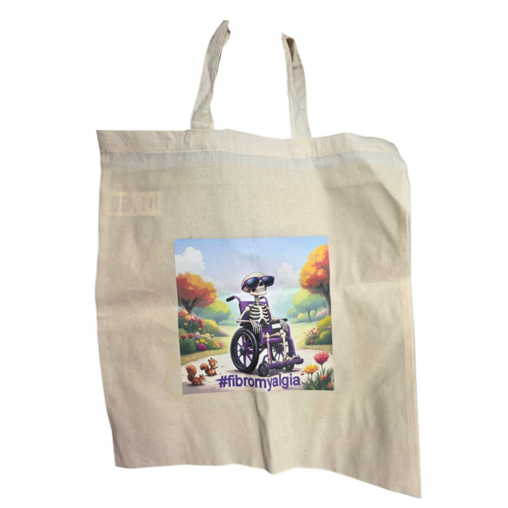 Fibromyalgia Wheelchair Skeleton Double Handle Tote Bag – Disability Awareness Gift