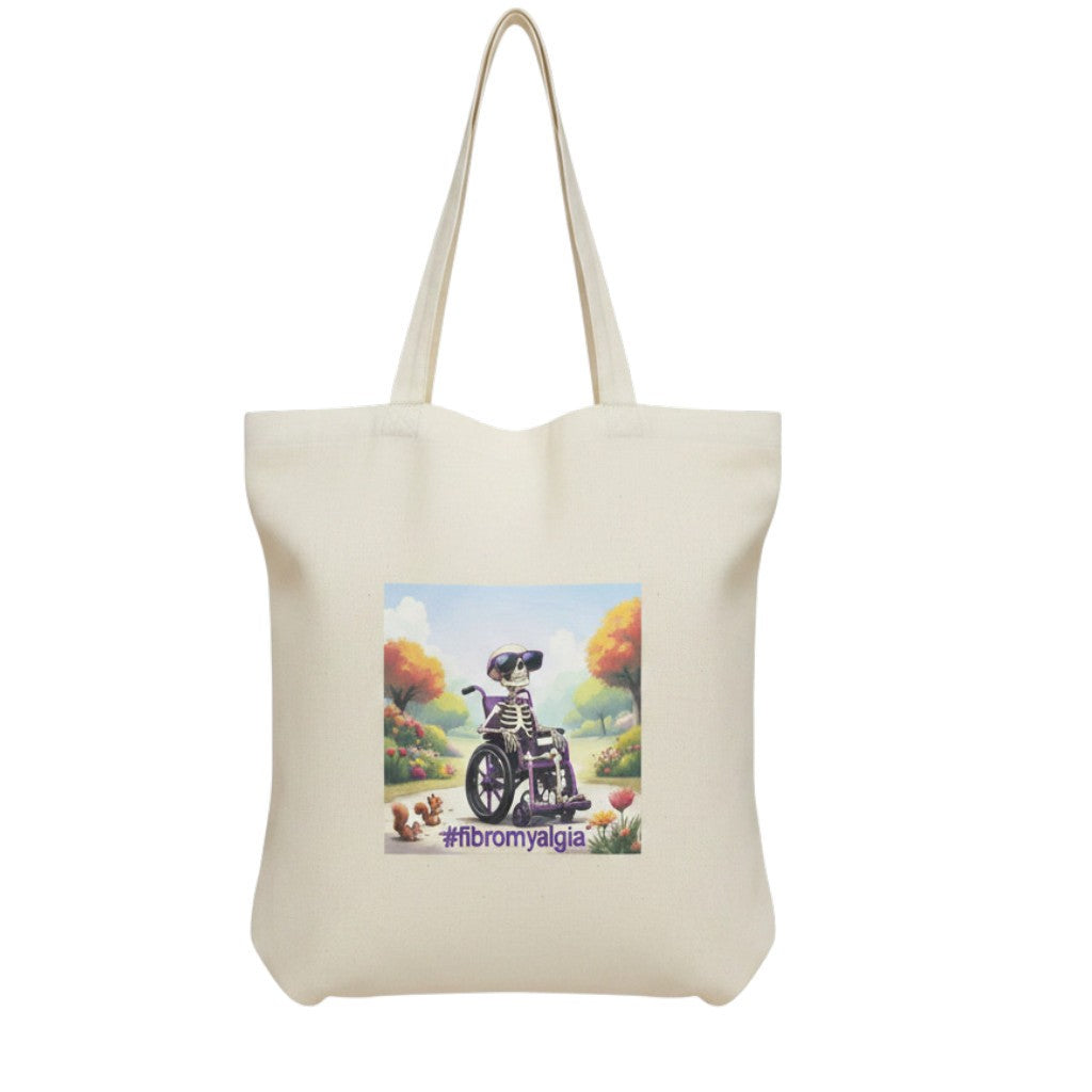 Fibromyalgia Wheelchair Skeleton Double Handle Tote Bag – Disability Awareness Gift