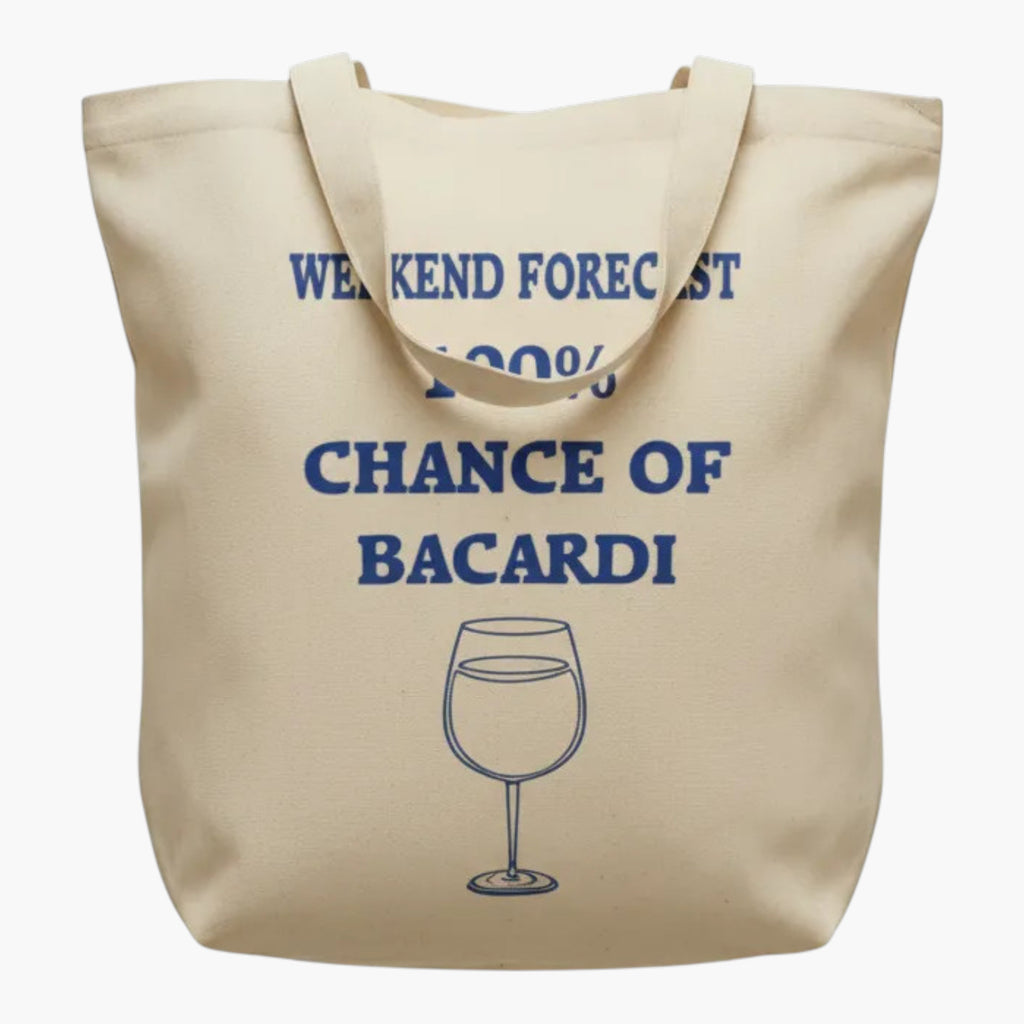 Custom Tote Bag Weekend Forecast Drinking Gift Cotton Shopper Vodka wine
