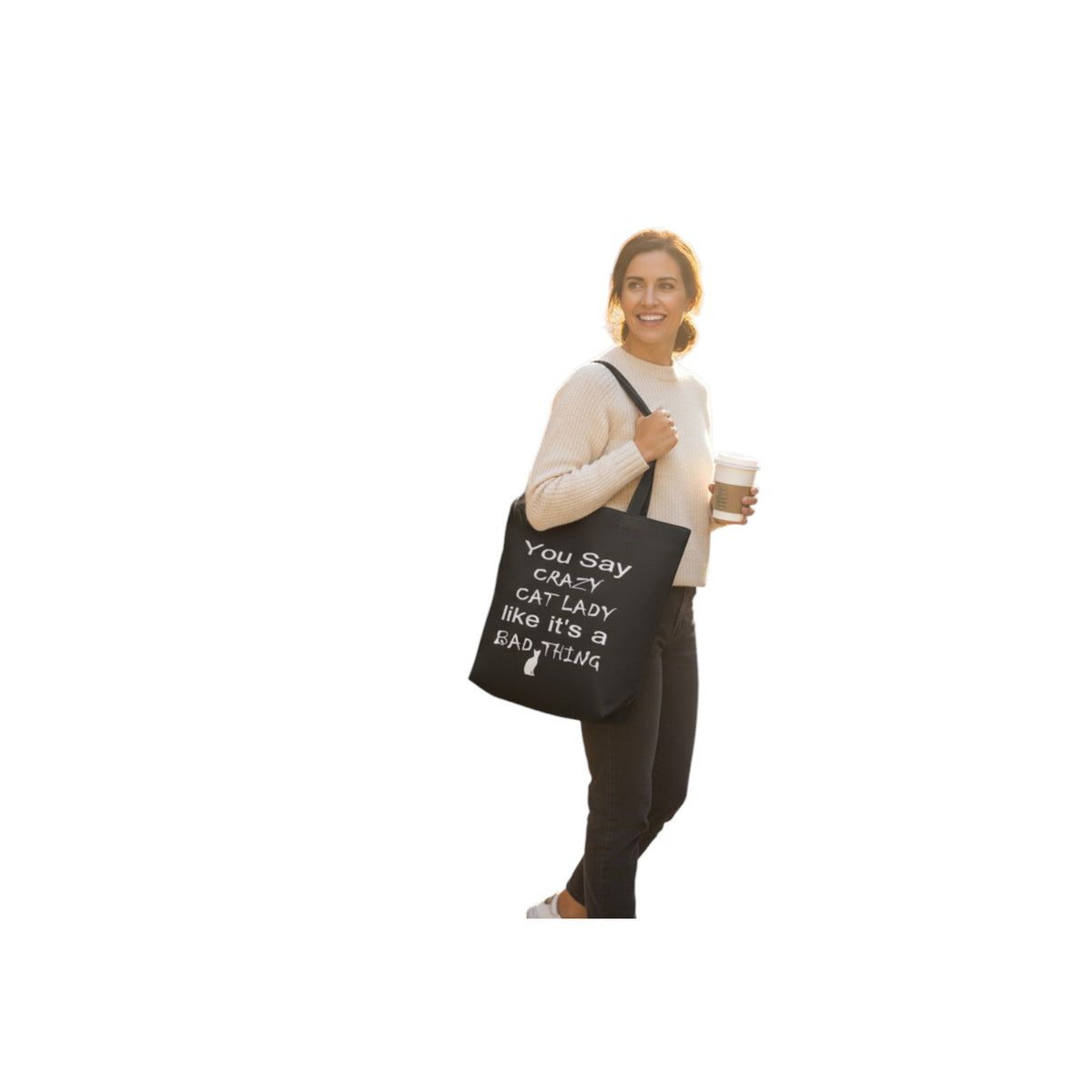 You Say Crazy Cat Lady Like It's a Bad Thing – Black Cotton Tote Bag