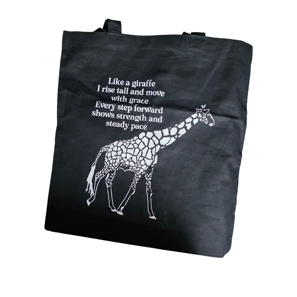 Black cotton tote shopping bag unique giraffe mantra gift christmas