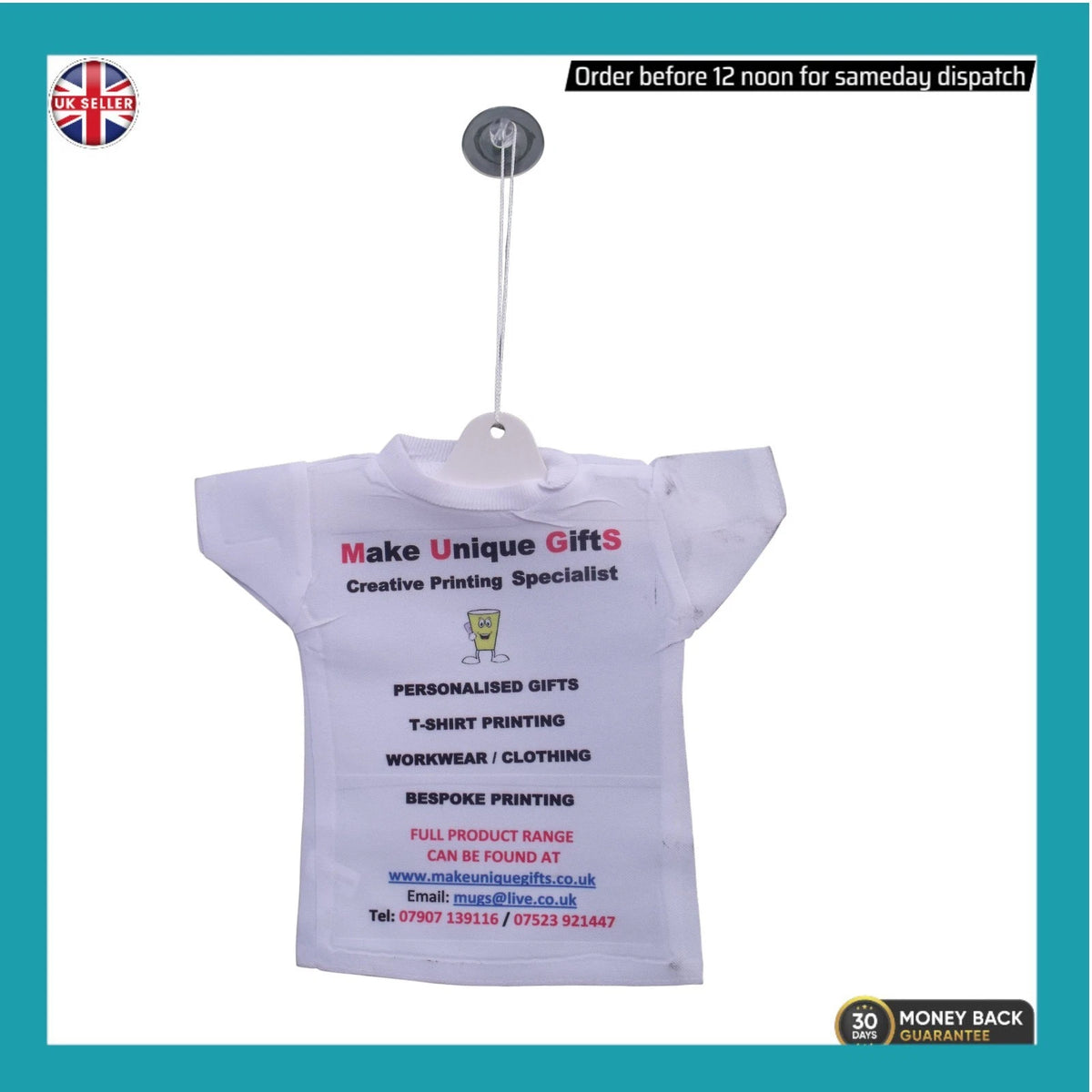 Personalised Car Hanging Mini T-Shirt