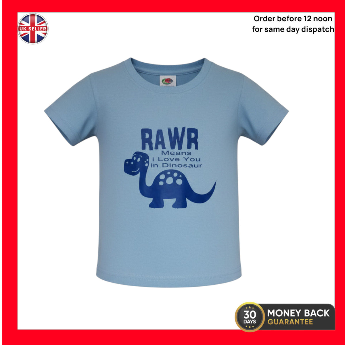 Kids Dinosaur T Shirt RAWR Means I Love You Boys Girls Dino Top Birthday Gift